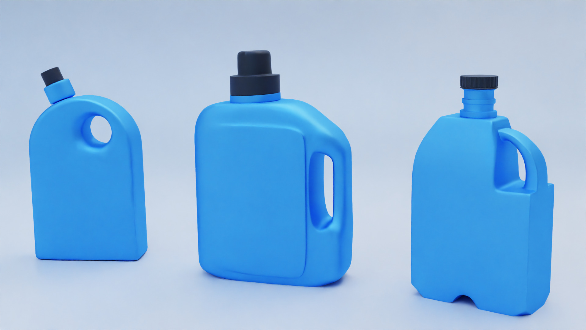 Plastic Detergent Bottle Set Clean Product Packaging 3D model_2