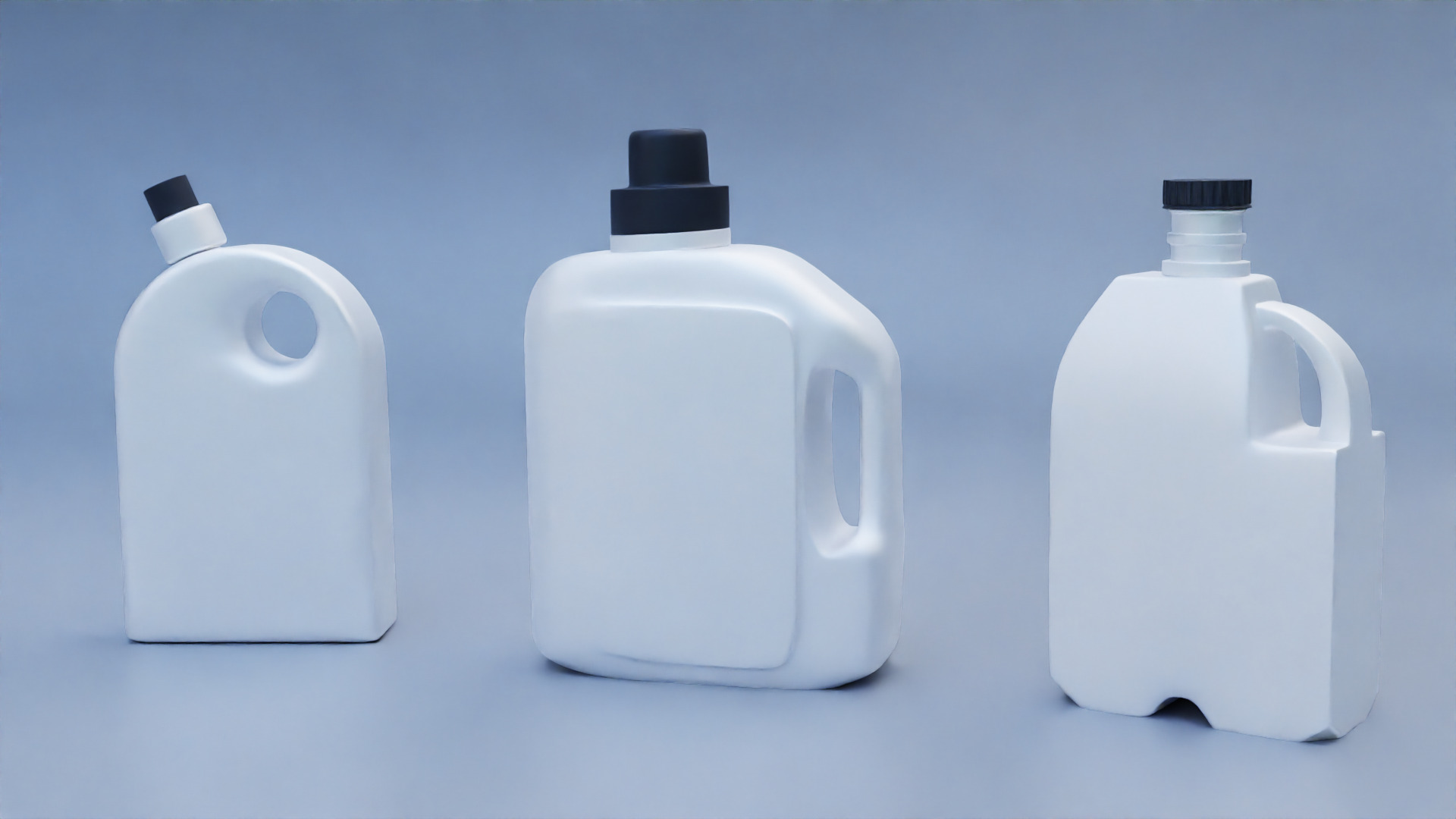 Plastic Detergent Bottle Set Clean Product Packaging 3D model_1