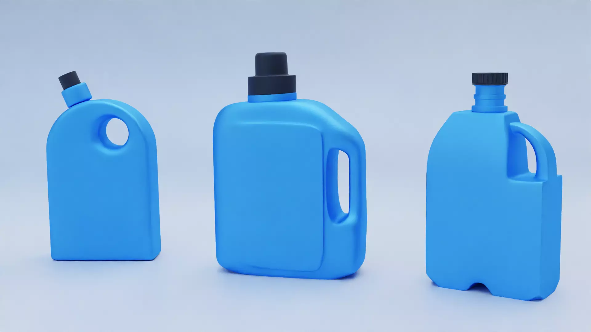 Plastic Detergent Bottle Set Clean Product Packaging 3D model_0