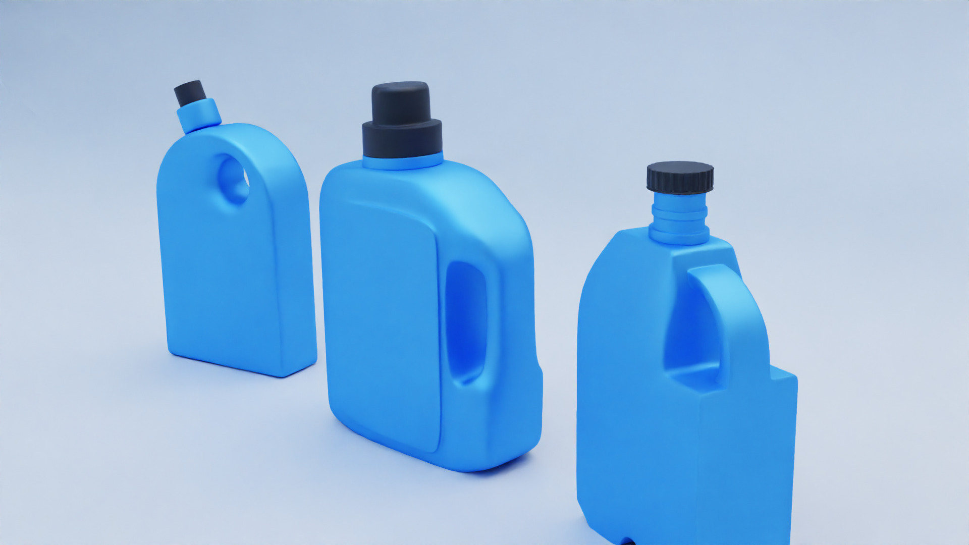 Plastic Detergent Bottle Set Clean Product Packaging 3D model_6