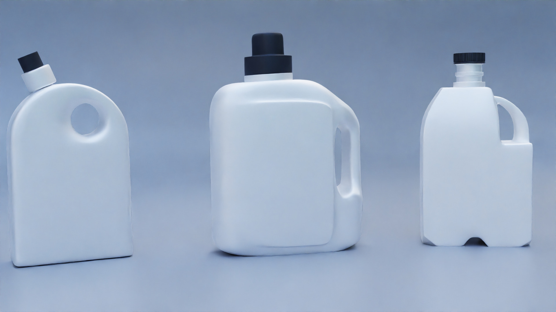 Plastic Detergent Bottle Set Clean Product Packaging 3D model_19