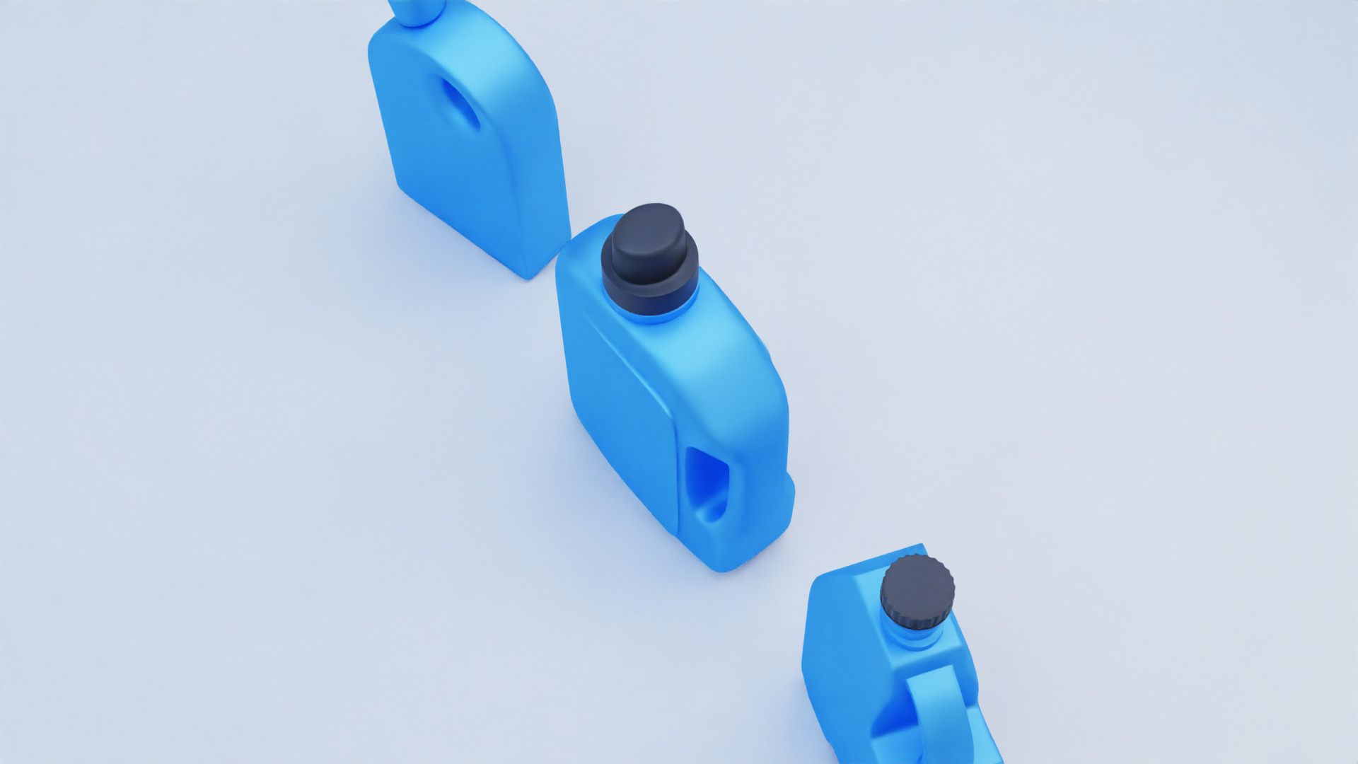 Plastic Detergent Bottle Set Clean Product Packaging 3D model_7