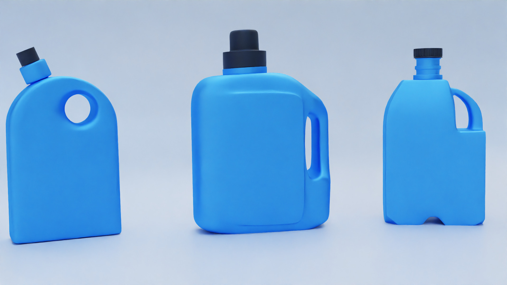 Plastic Detergent Bottle Set Clean Product Packaging 3D model_8