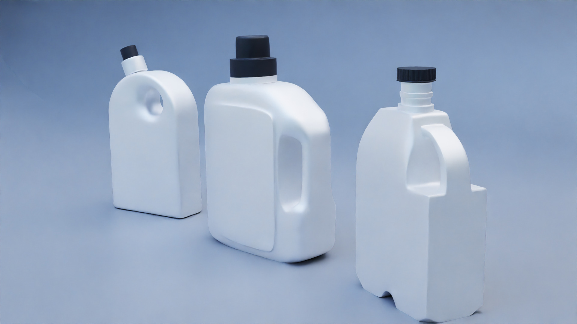 Plastic Detergent Bottle Set Clean Product Packaging 3D model_14