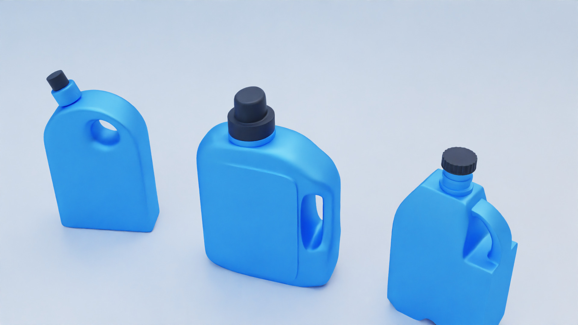 Plastic Detergent Bottle Set Clean Product Packaging 3D model_4