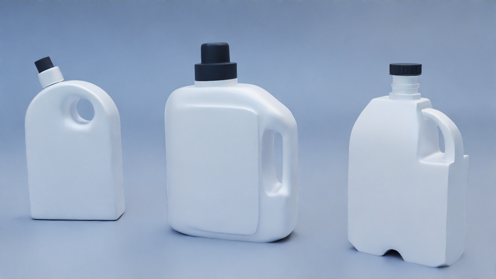 Plastic Detergent Bottle Set Clean Product Packaging 3D model_3