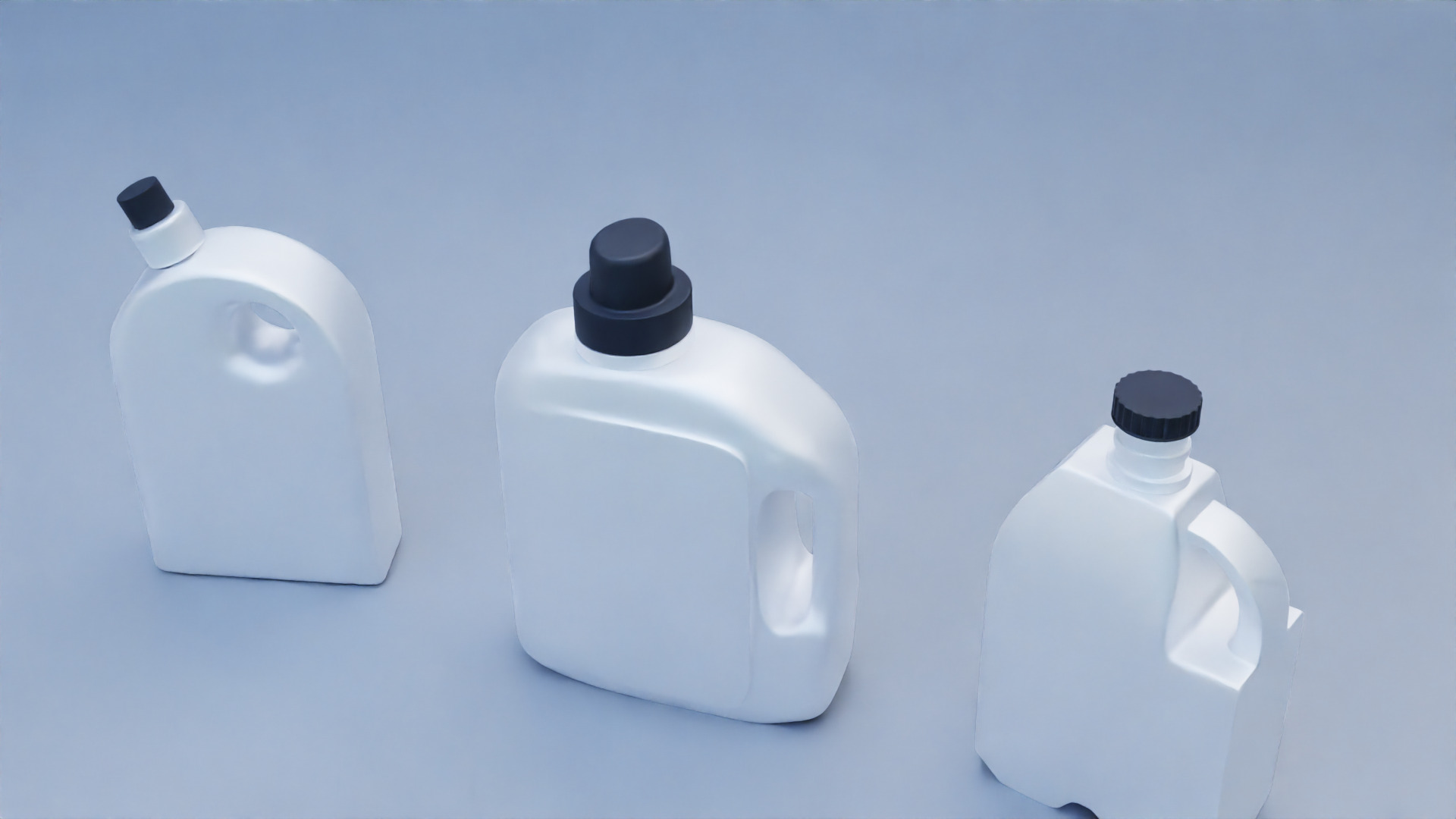 Plastic Detergent Bottle Set Clean Product Packaging 3D model_15