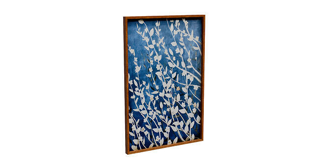 Azure Blossoms Wood Framed Print On Canvas Wall Art Low-poly 3D model