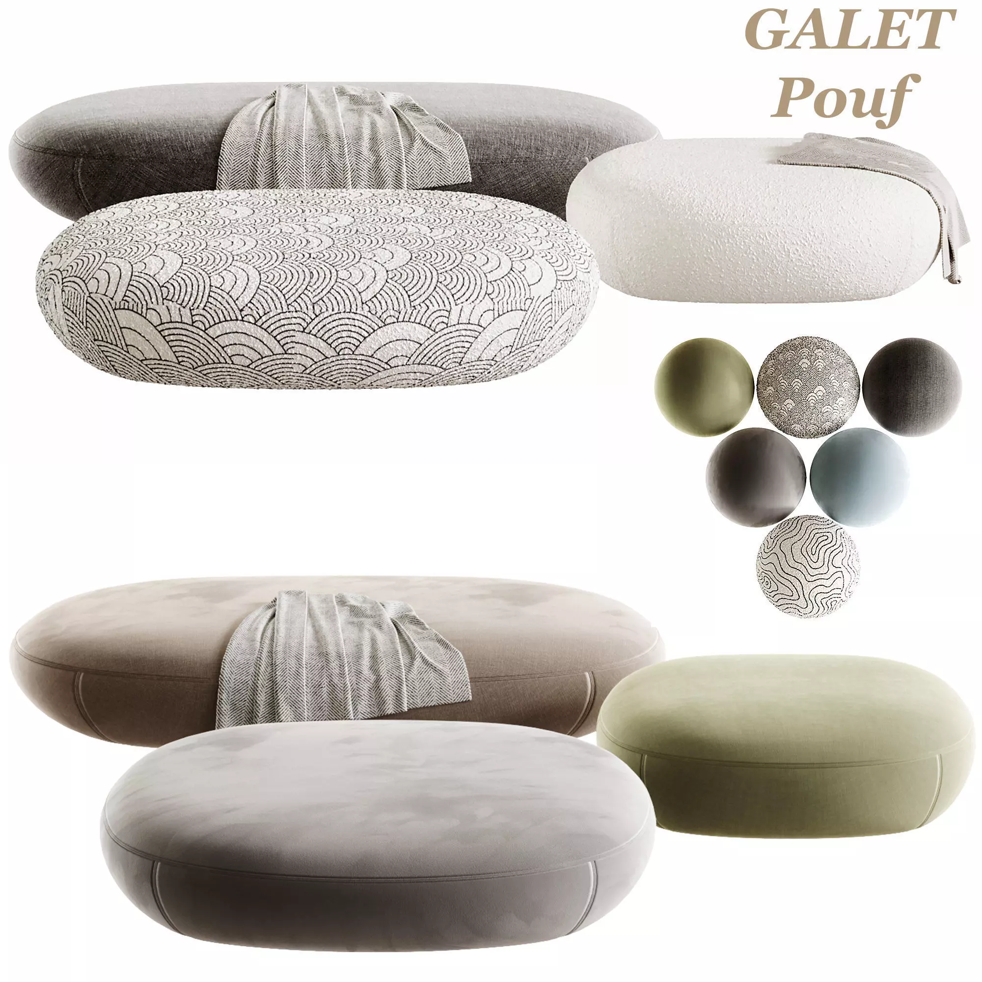 GALET Pouf By Giorgetti Free low-poly 3D model