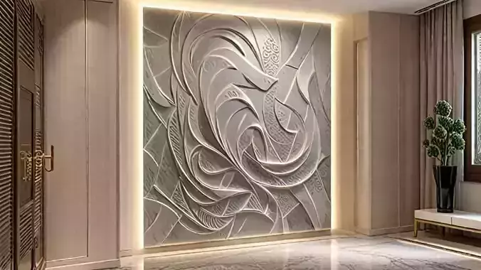 3D Wall Panel mural decor set relief stl 12