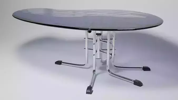 Organic Glass Table with 5 Chrome Legs Futuristic 3D Model