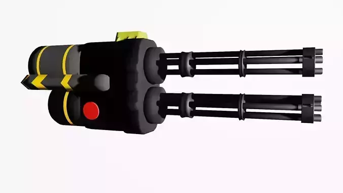 Stylized Double Minigun 3D Model