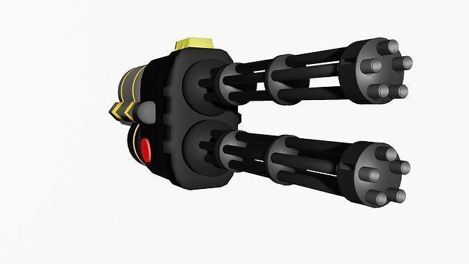 Stylized Double Minigun 3D Model Low-poly 3D model_2