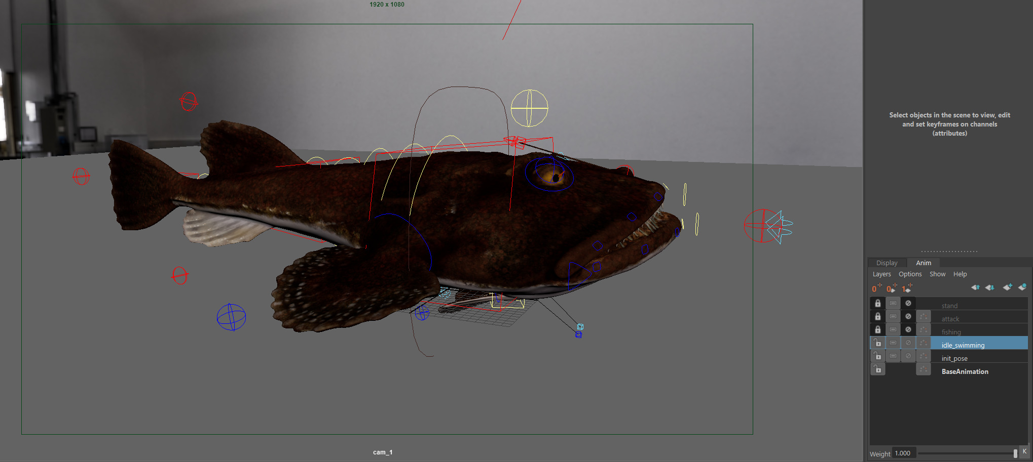European angler Animated 3D model_13