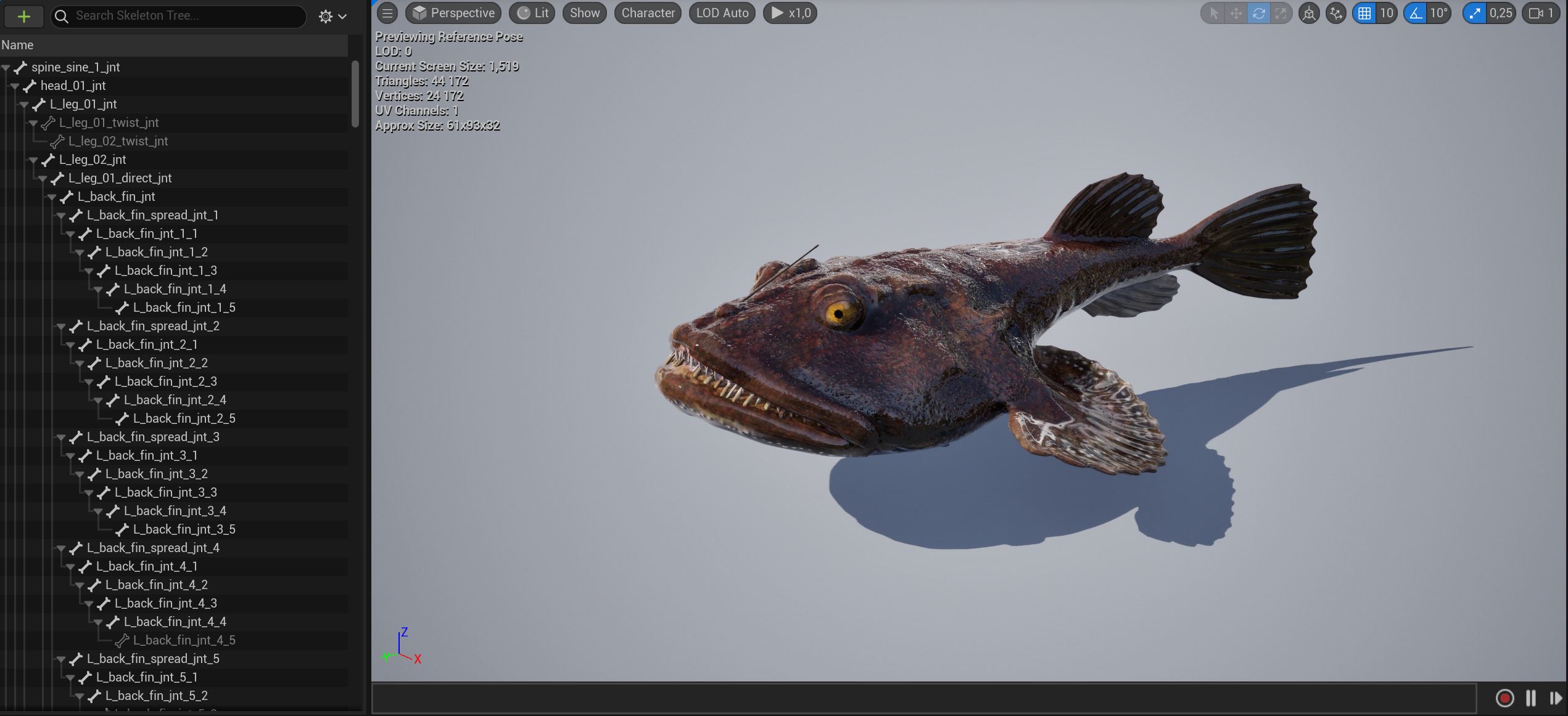 European angler Animated 3D model_14