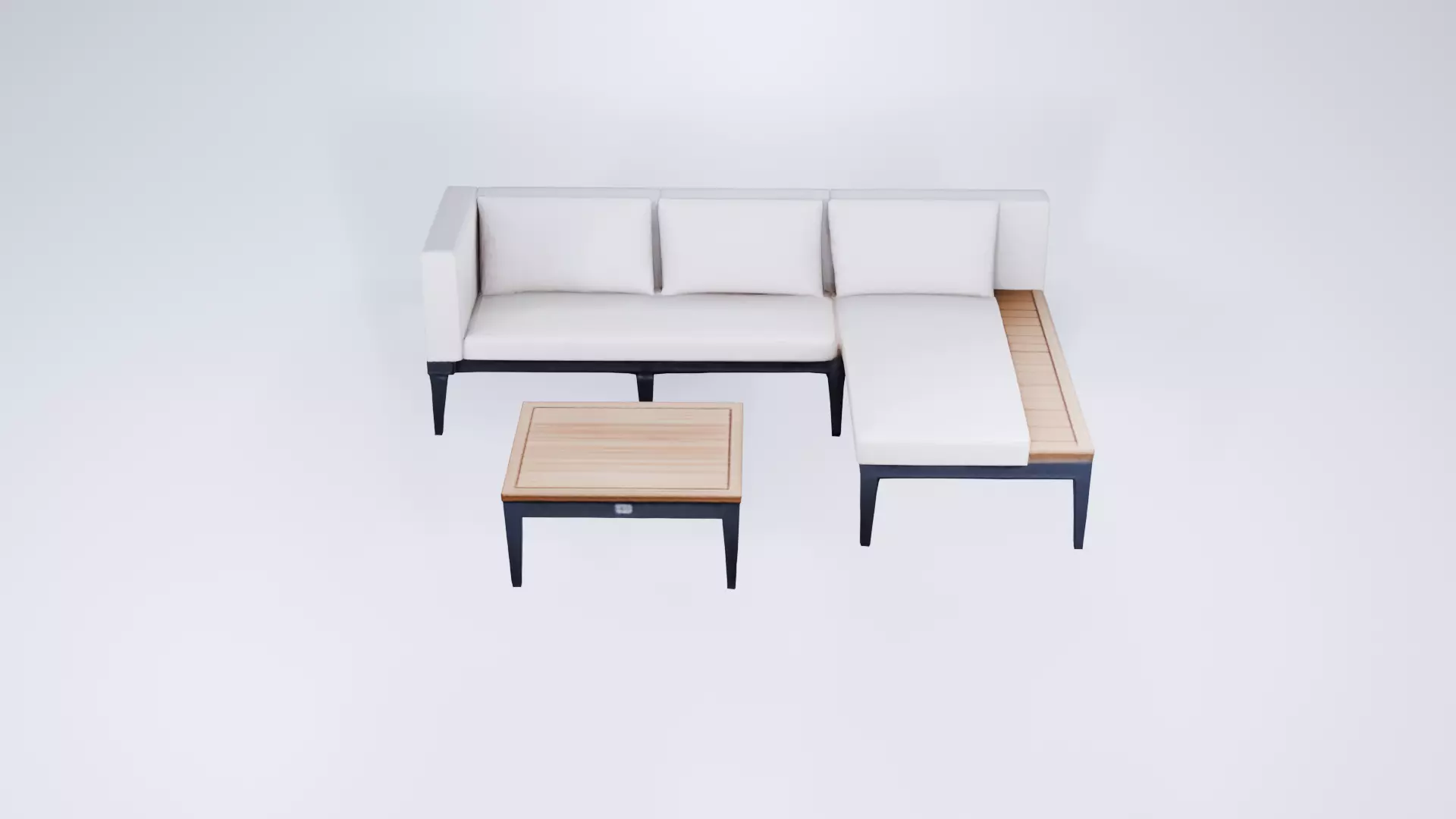 Low Poly Garden Lounge Set - Modular Outdoor 3D model