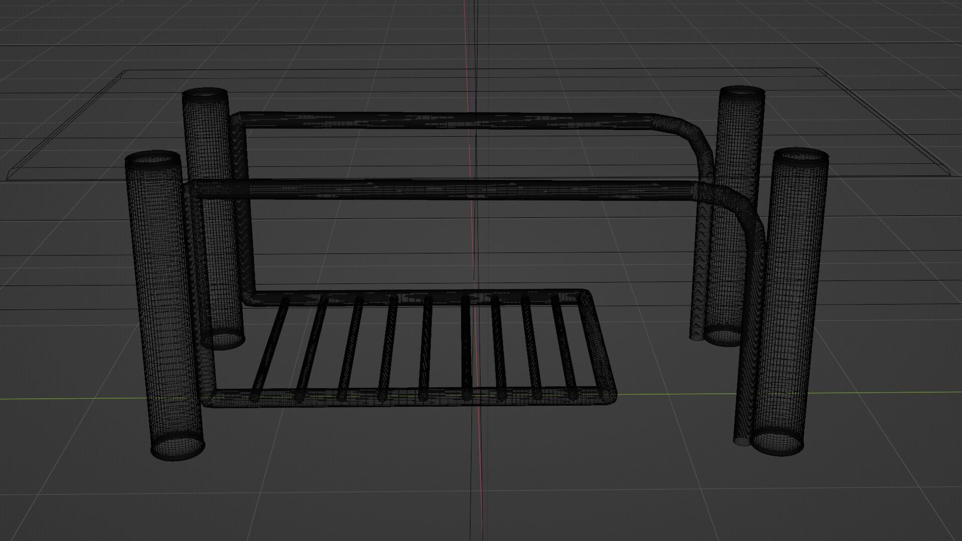 Modern Glass Coffee Table with Chrome Rack  3D Model 3D model_17