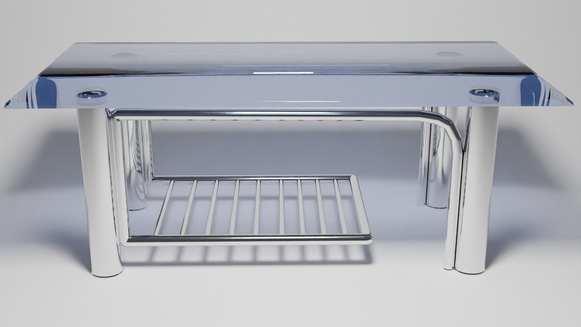 Modern Glass Coffee Table with Chrome Rack  3D Model 3D model_2