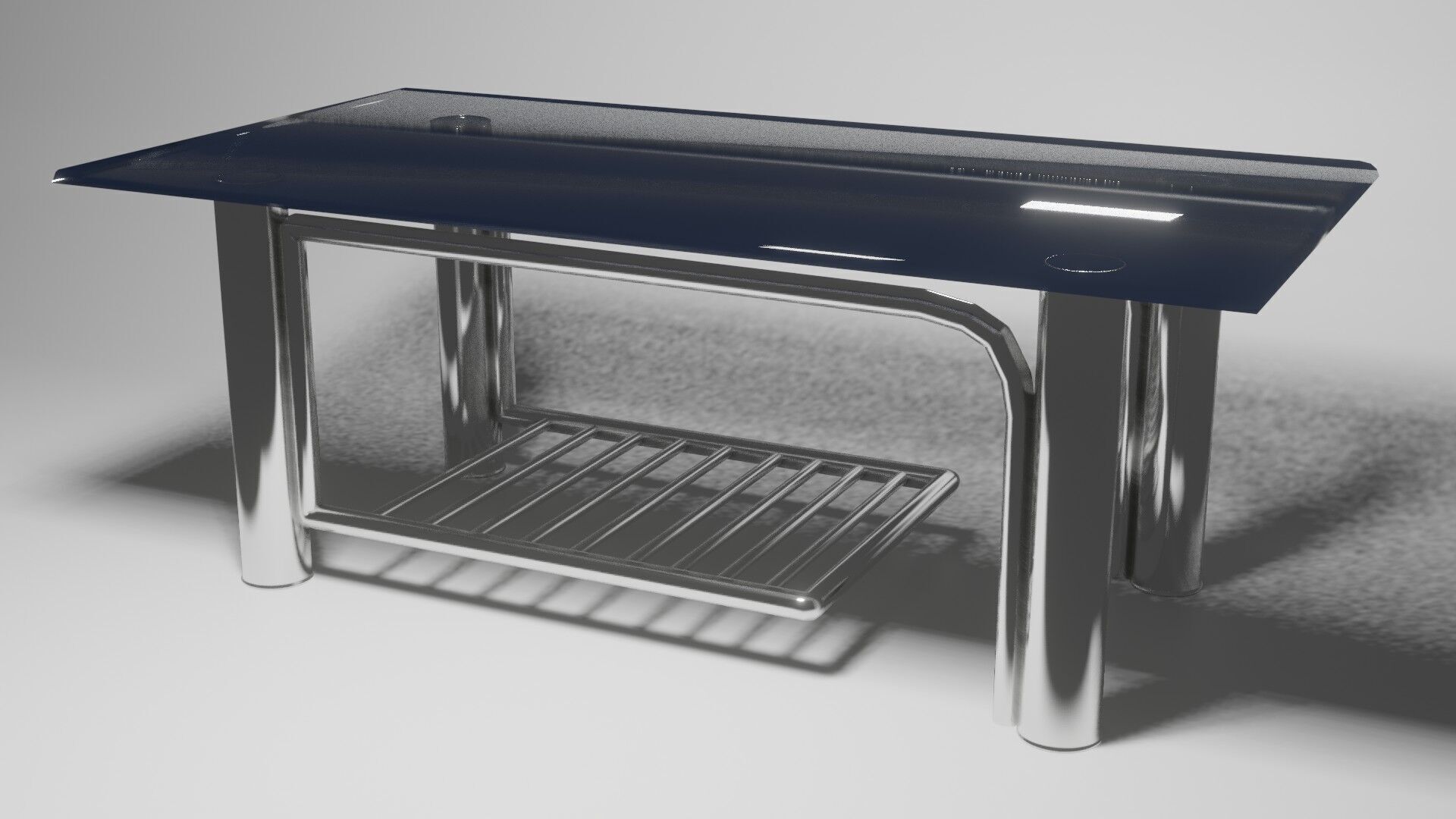 Modern Glass Coffee Table with Chrome Rack  3D Model 3D model_3