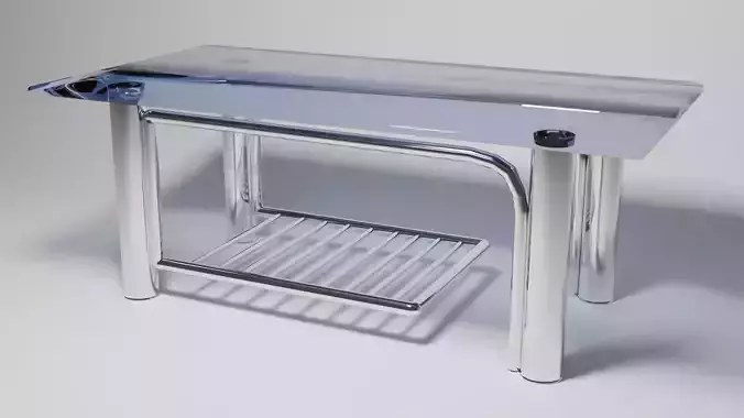 Modern Glass Coffee Table with Chrome Rack  3D Model