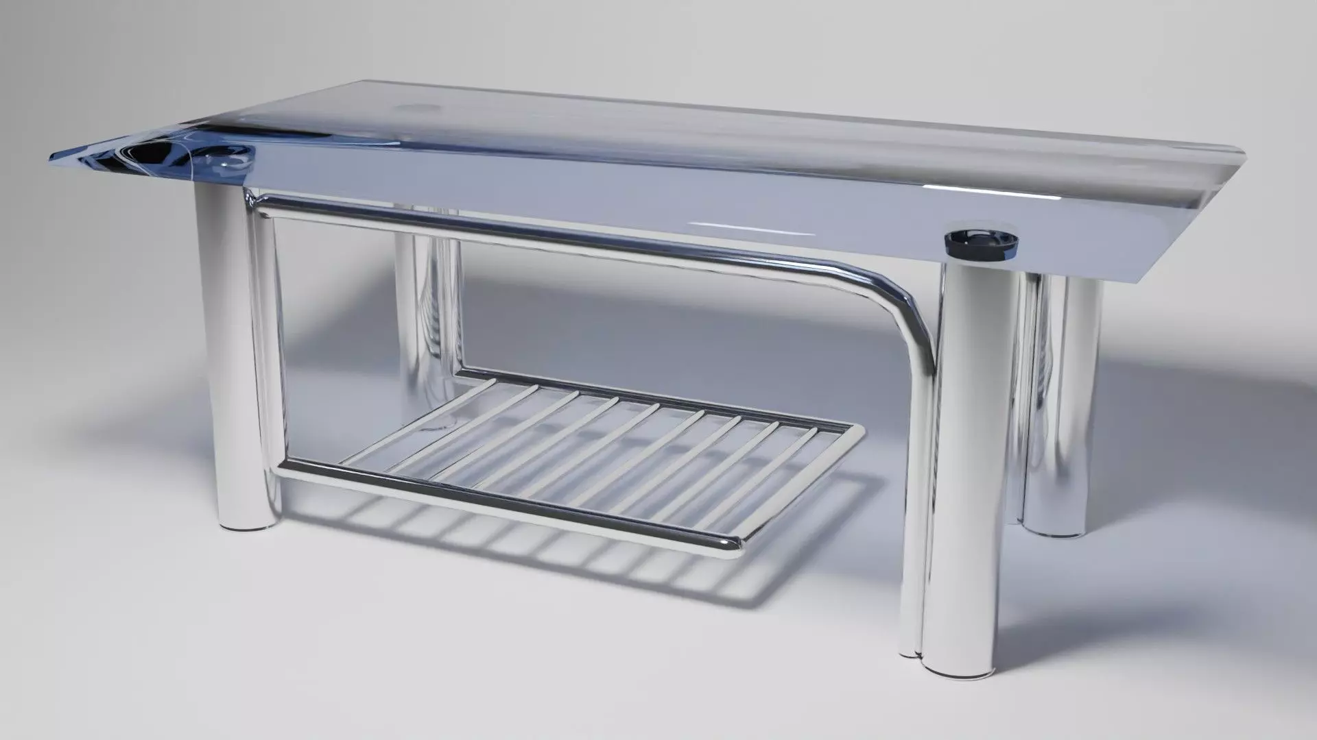 Modern Glass Coffee Table with Chrome Rack  3D Model 3D model_0