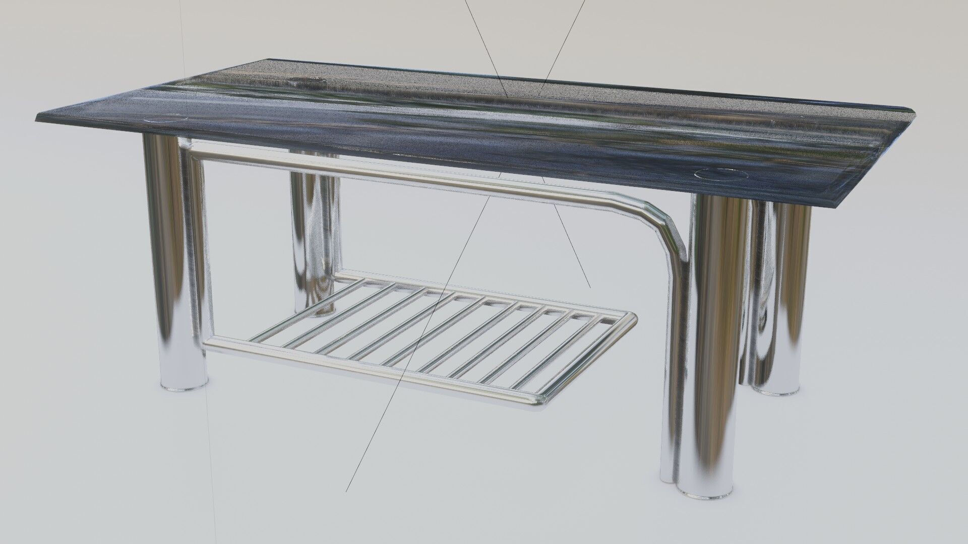 Modern Glass Coffee Table with Chrome Rack  3D Model 3D model_6