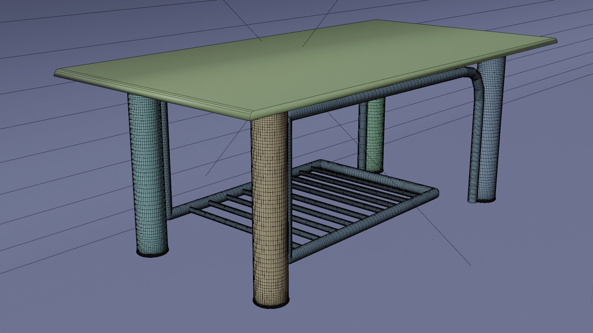 Modern Glass Coffee Table with Chrome Rack  3D Model 3D model_13