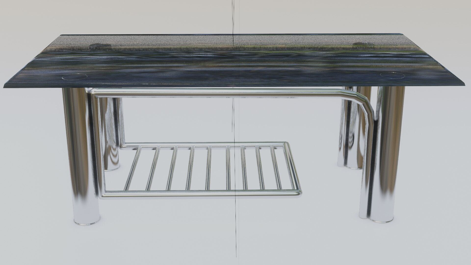 Modern Glass Coffee Table with Chrome Rack  3D Model 3D model_8