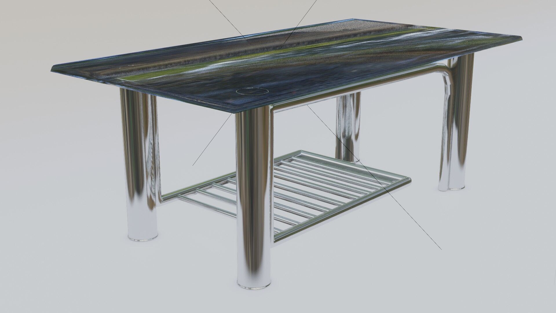 Modern Glass Coffee Table with Chrome Rack  3D Model 3D model_7