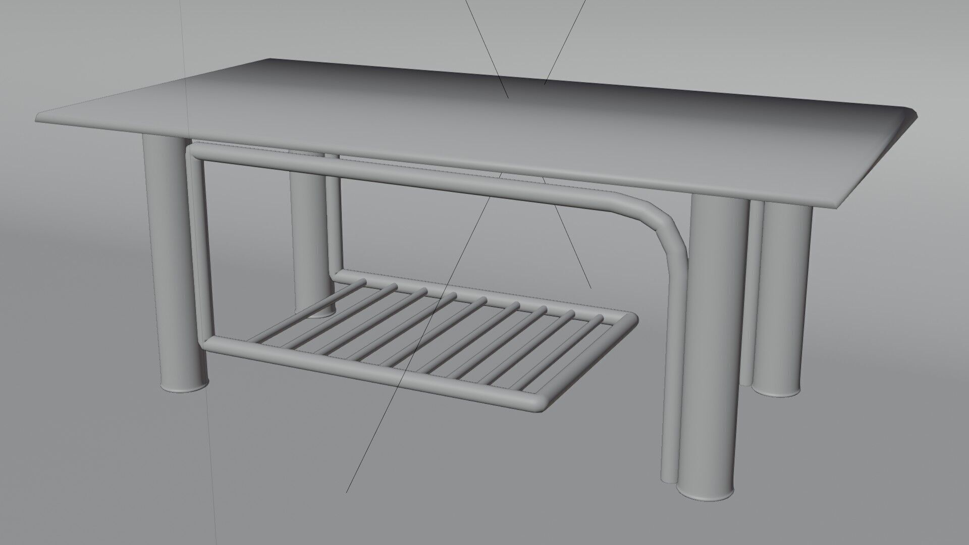 Modern Glass Coffee Table with Chrome Rack  3D Model 3D model_9