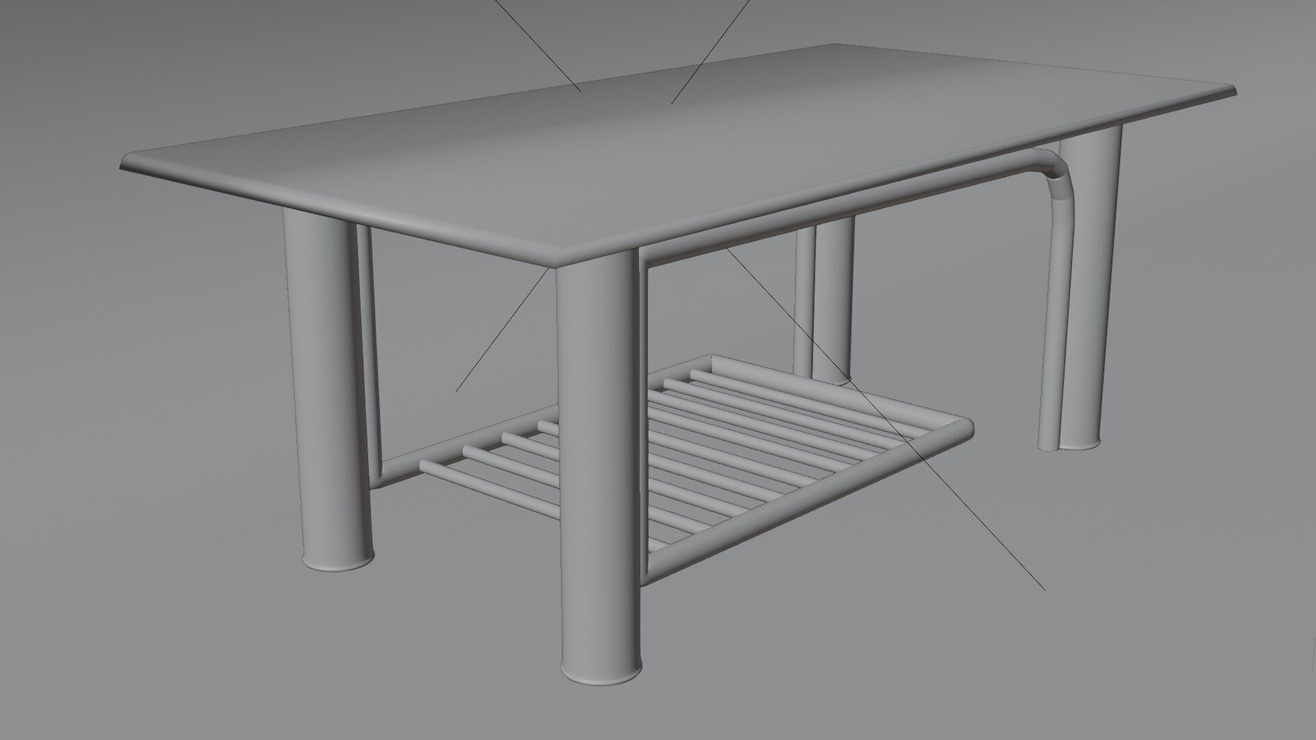 Modern Glass Coffee Table with Chrome Rack  3D Model 3D model_10