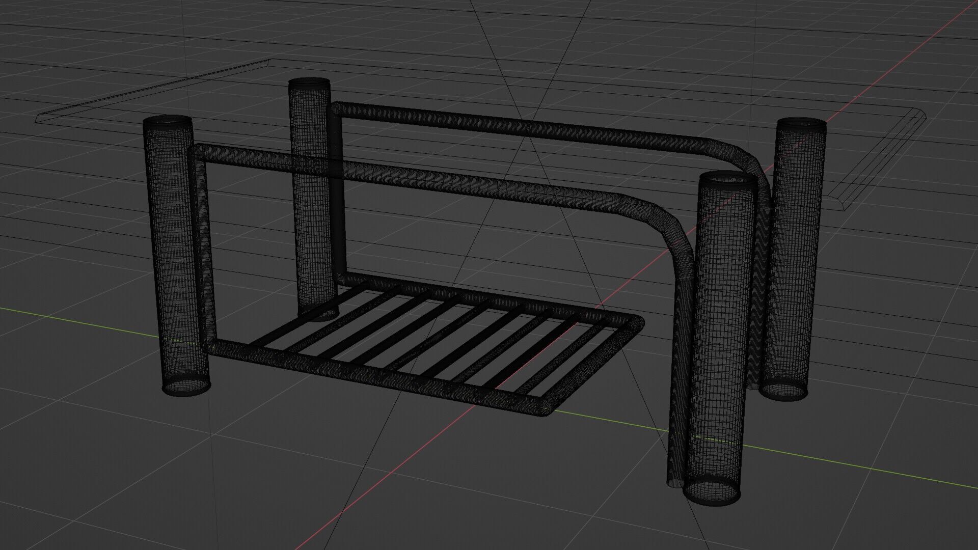 Modern Glass Coffee Table with Chrome Rack  3D Model 3D model_15