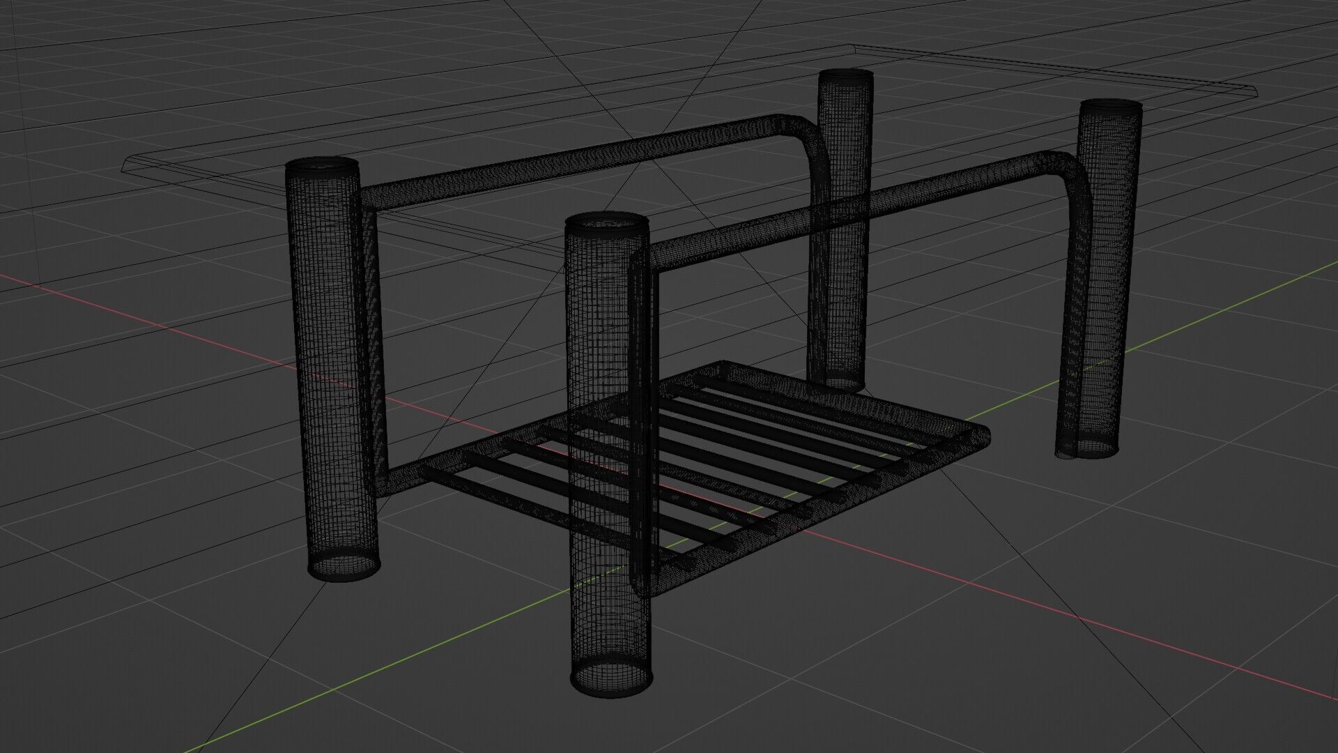 Modern Glass Coffee Table with Chrome Rack  3D Model 3D model_16