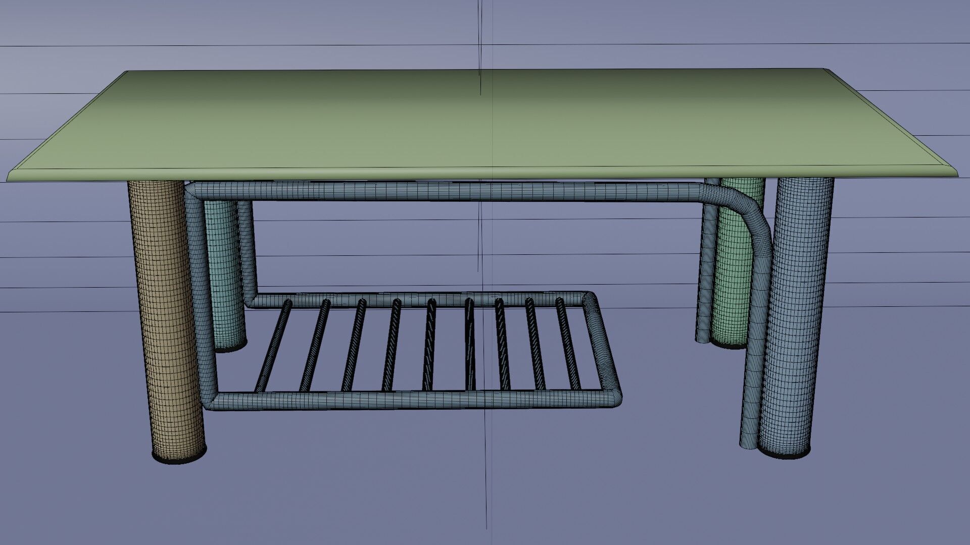 Modern Glass Coffee Table with Chrome Rack  3D Model 3D model_14