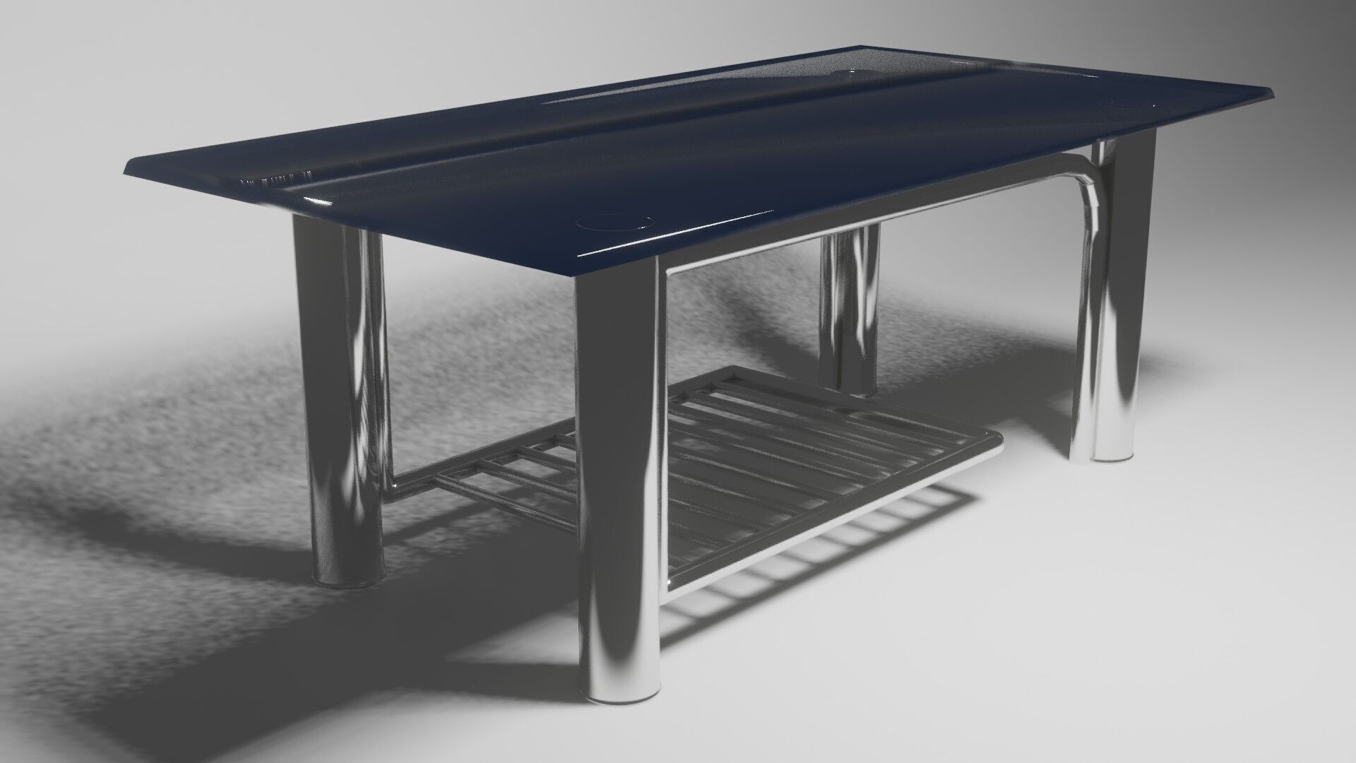 Modern Glass Coffee Table with Chrome Rack  3D Model 3D model_4
