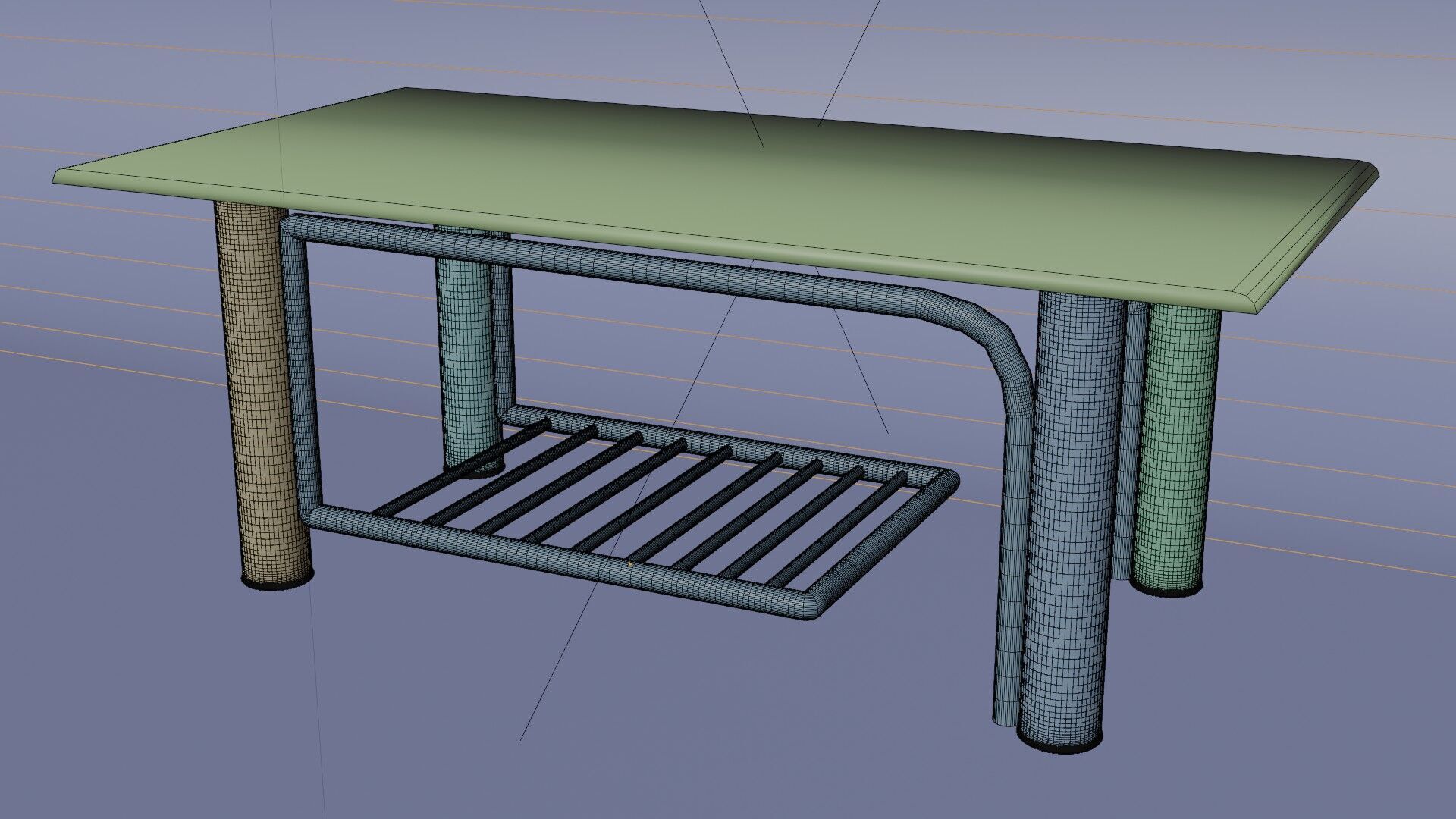 Modern Glass Coffee Table with Chrome Rack  3D Model 3D model_12