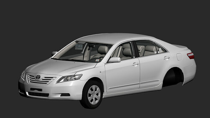 Toyota Camry 2007-2009 with engine VVT-I Low-poly 3D model
