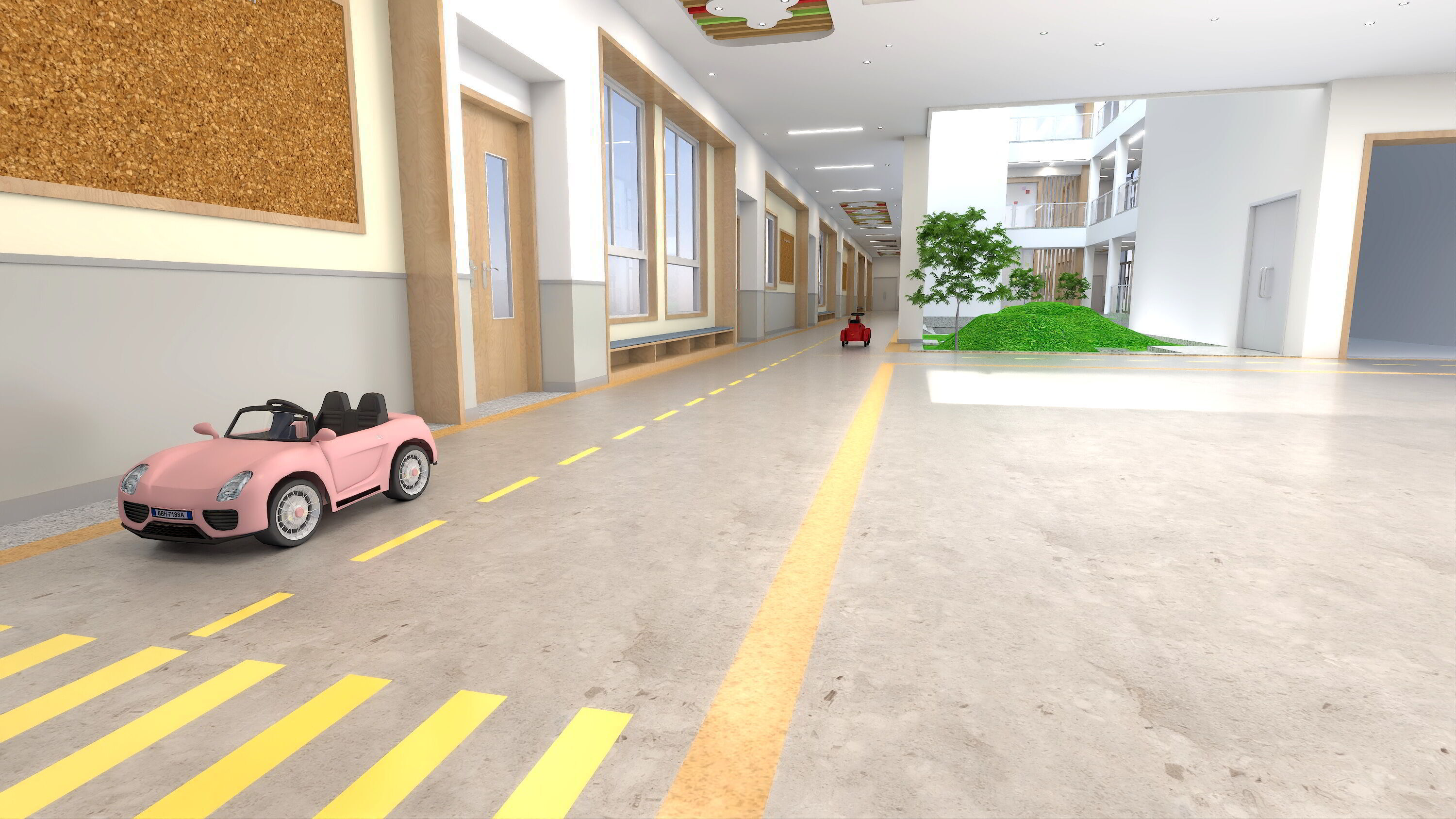 Kindergarten Hall 3D Model - Modular Preschool Interiors Low-poly 3D model_12