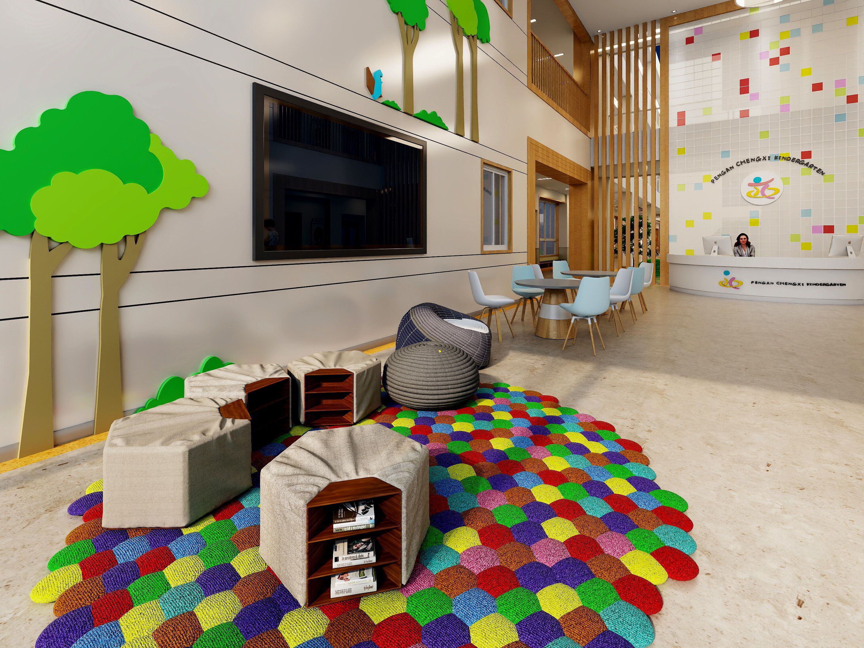 Kindergarten Hall 3D Model - Modular Preschool Interiors Low-poly 3D model_4