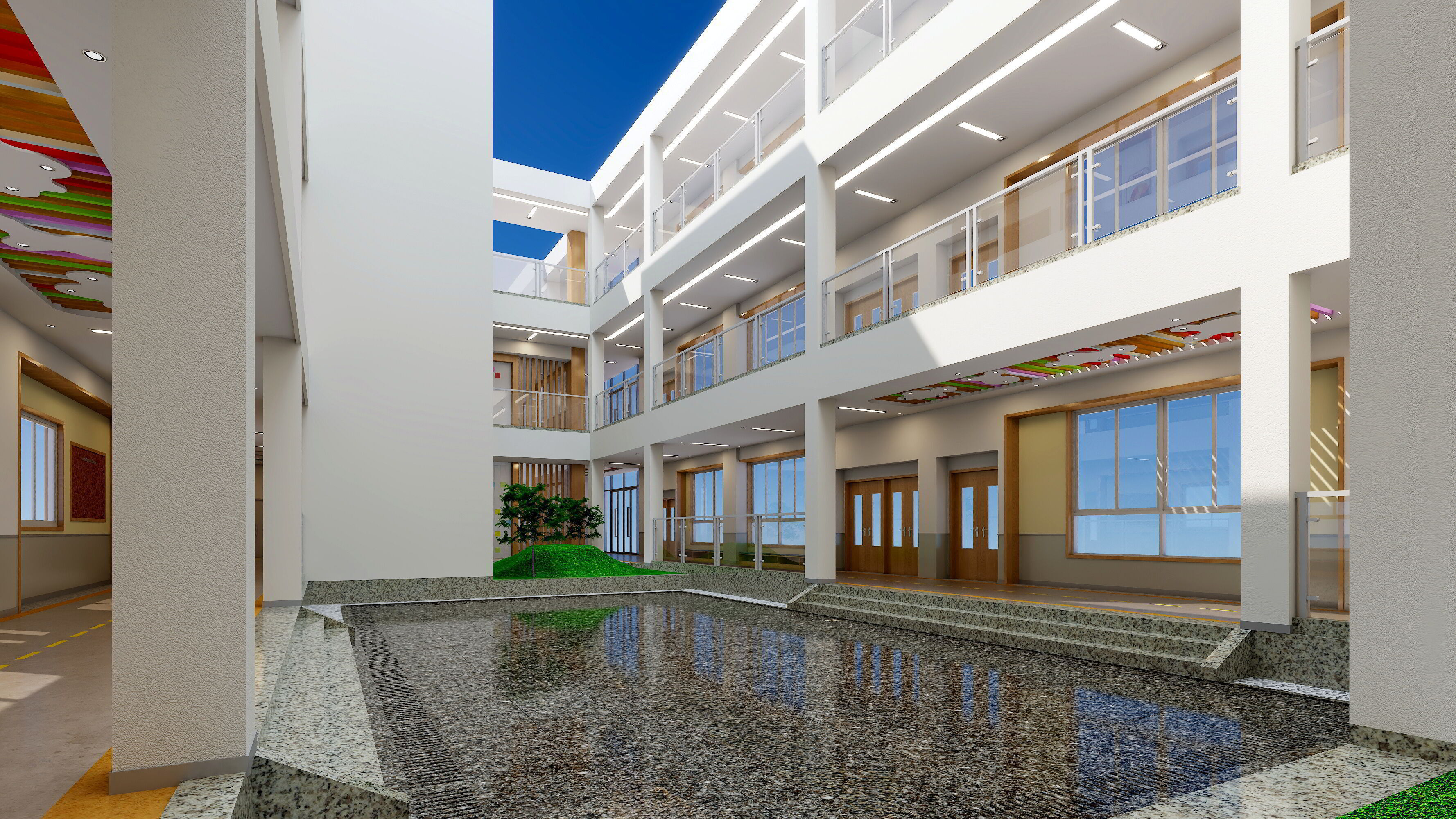 Kindergarten Hall 3D Model - Modular Preschool Interiors Low-poly 3D model_10