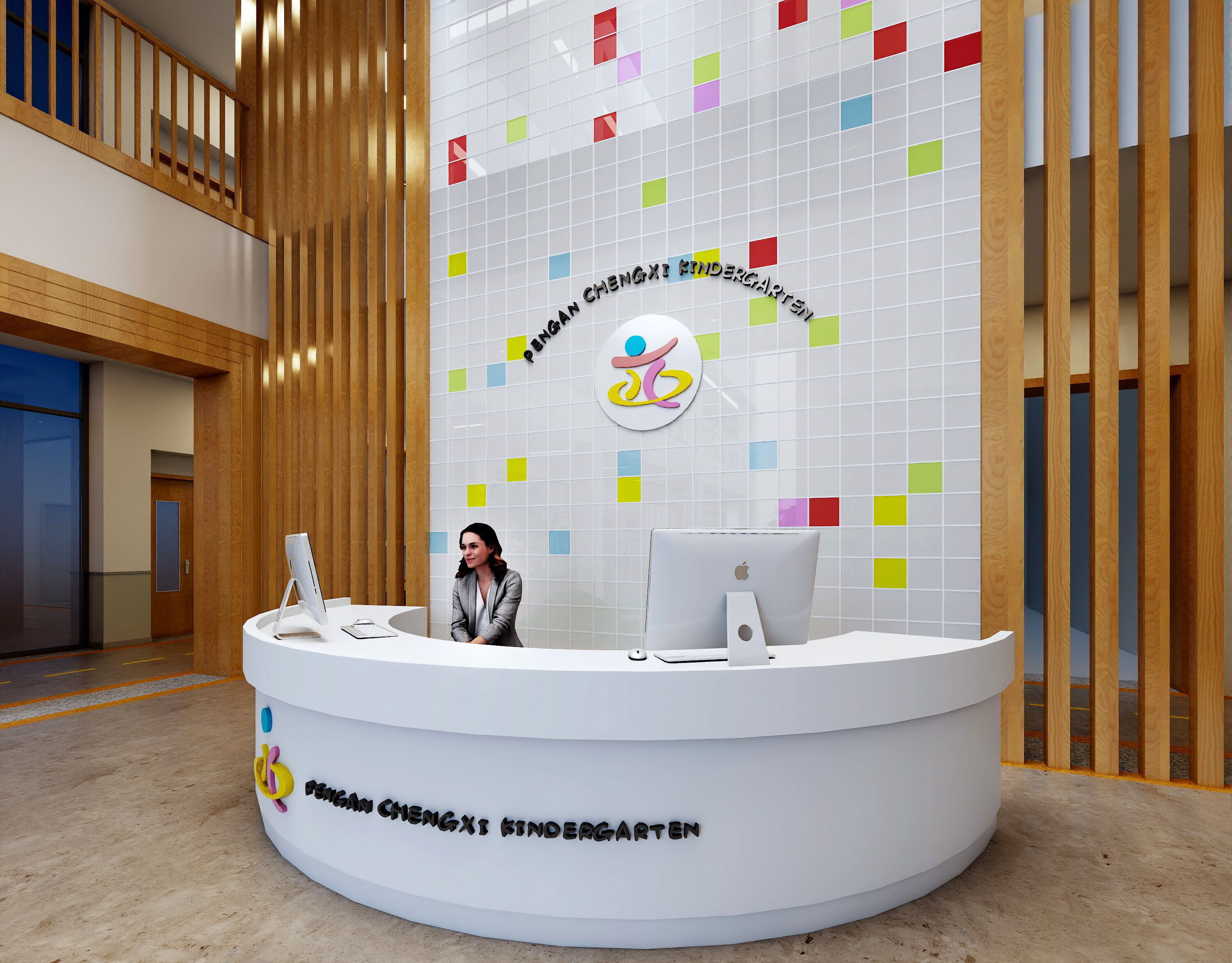 Kindergarten Hall 3D Model - Modular Preschool Interiors Low-poly 3D model_1