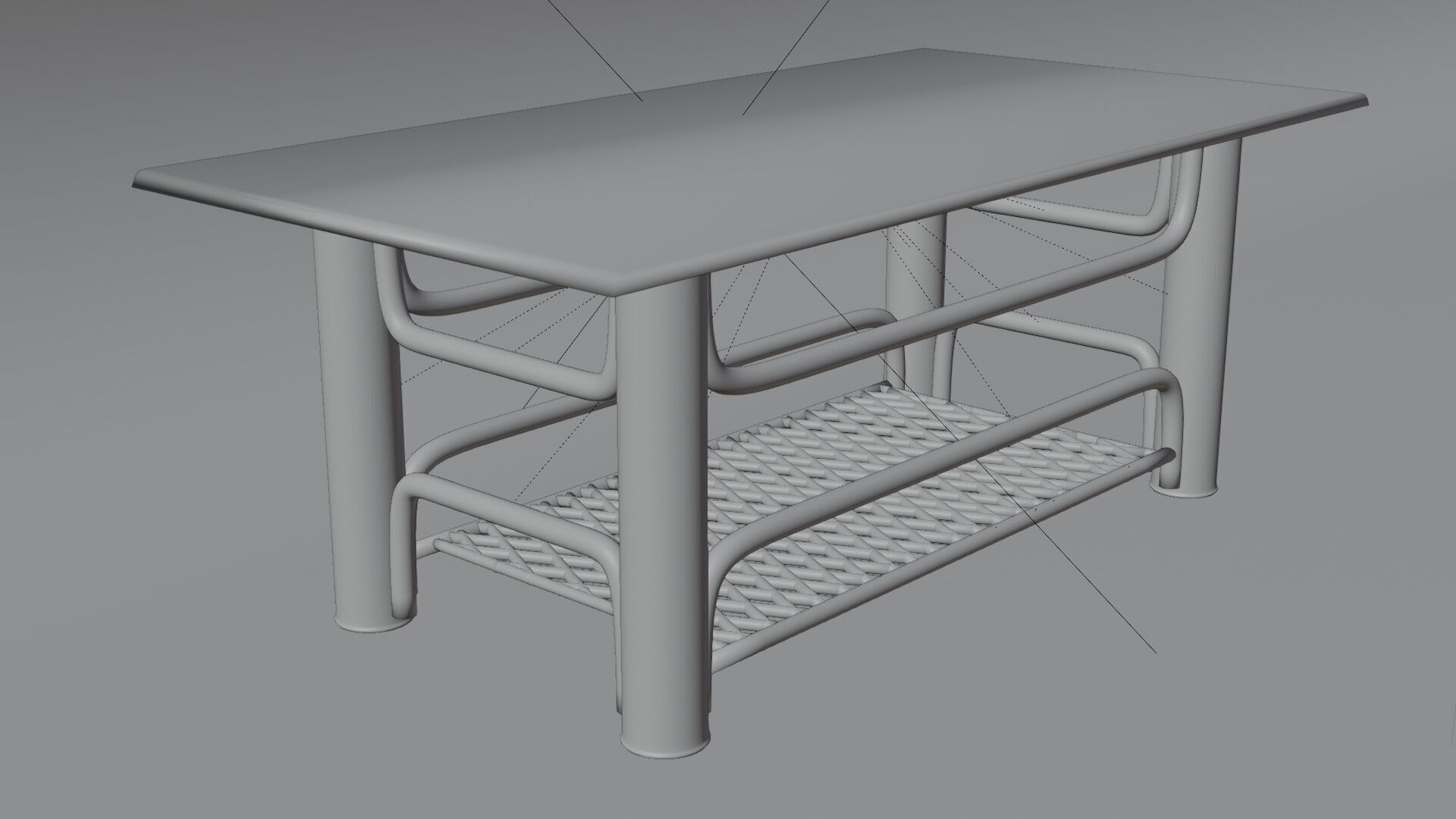 Chrome Glass Coffee Table with Grid Shelf High-Tech 3D model_10