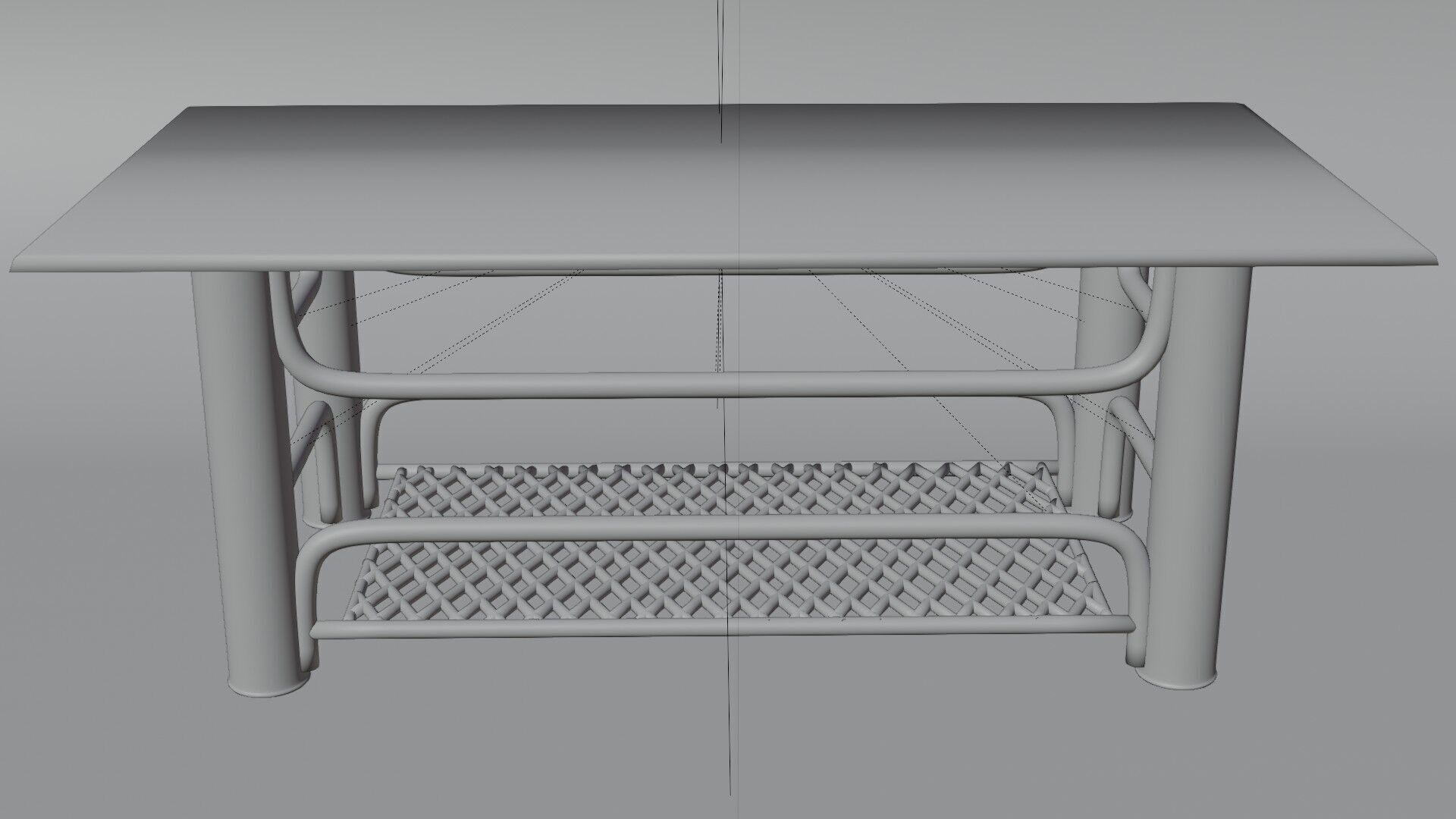 Chrome Glass Coffee Table with Grid Shelf High-Tech 3D model_11