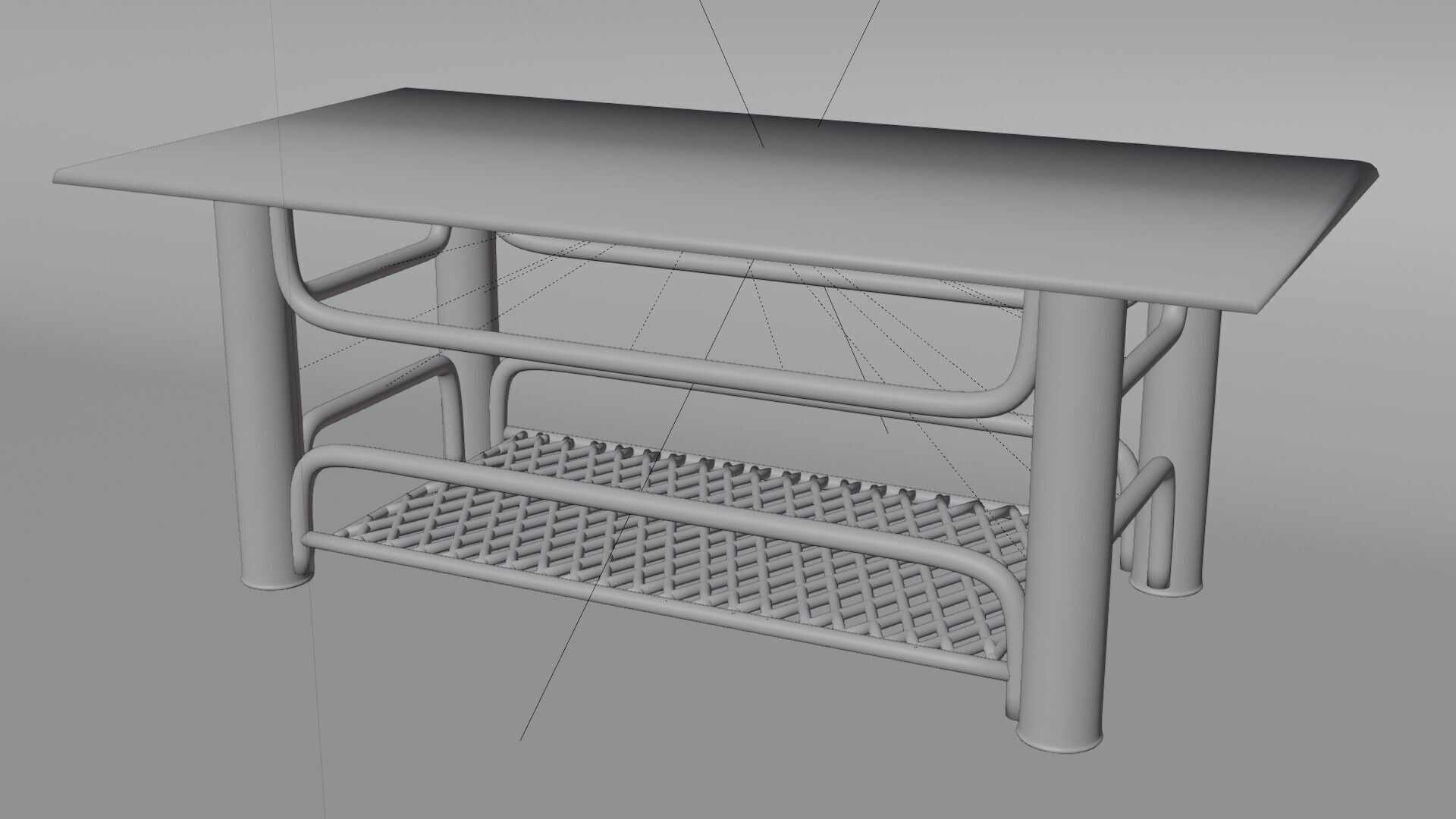 Chrome Glass Coffee Table with Grid Shelf High-Tech 3D model_9