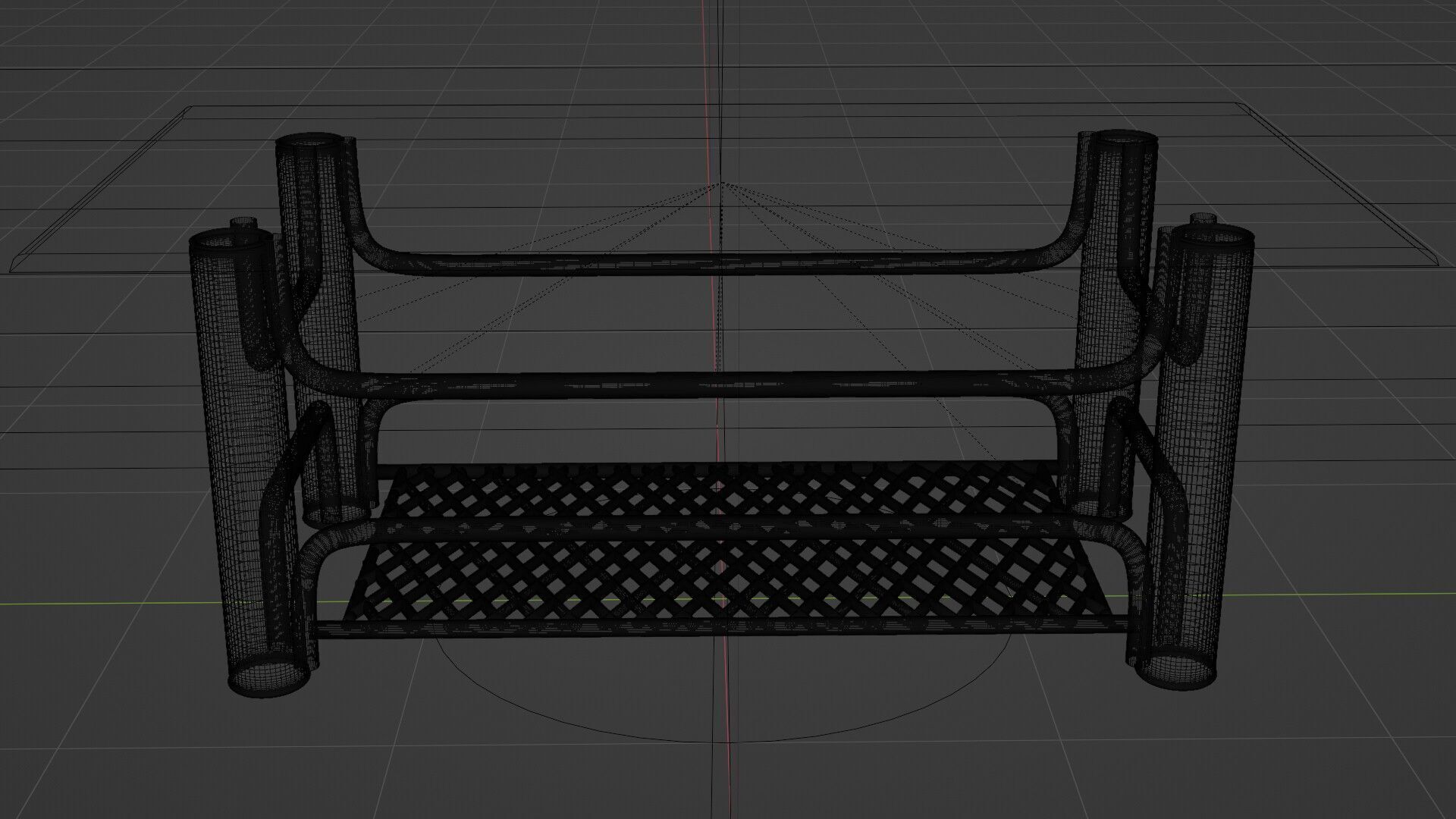 Chrome Glass Coffee Table with Grid Shelf High-Tech 3D model_17