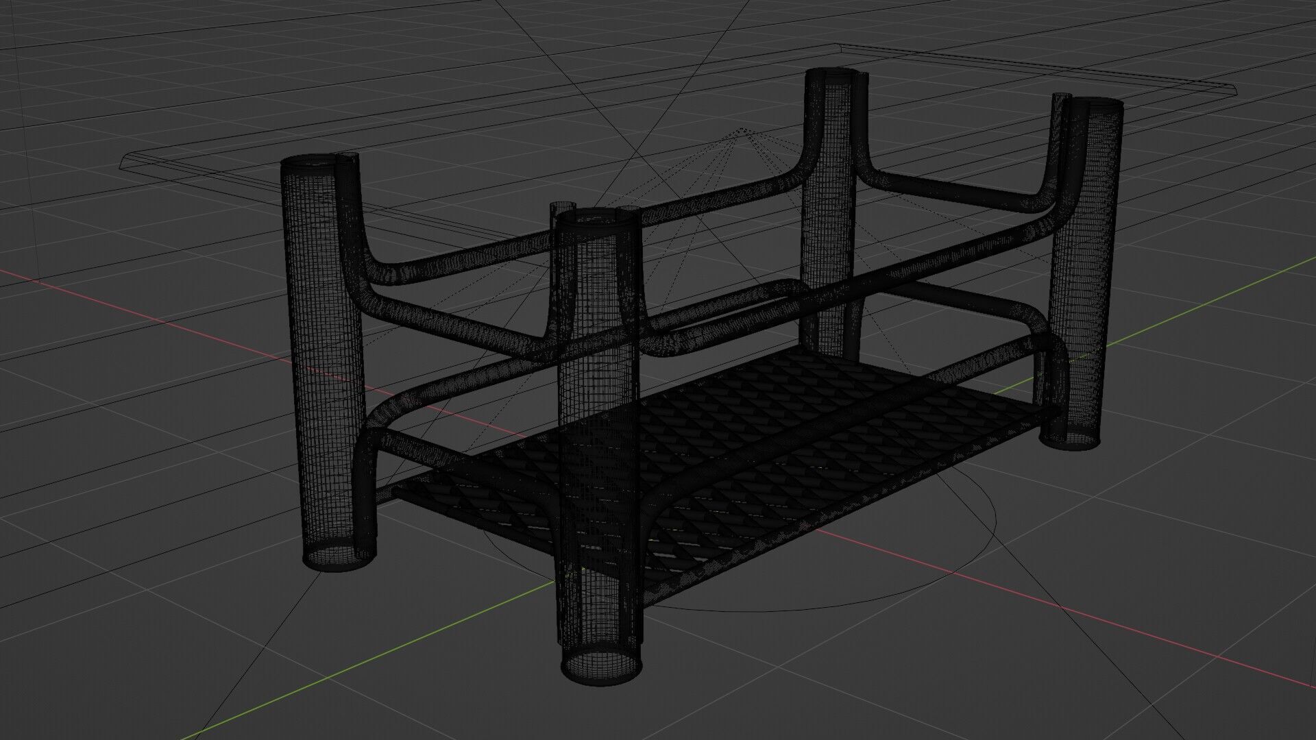 Chrome Glass Coffee Table with Grid Shelf High-Tech 3D model_16