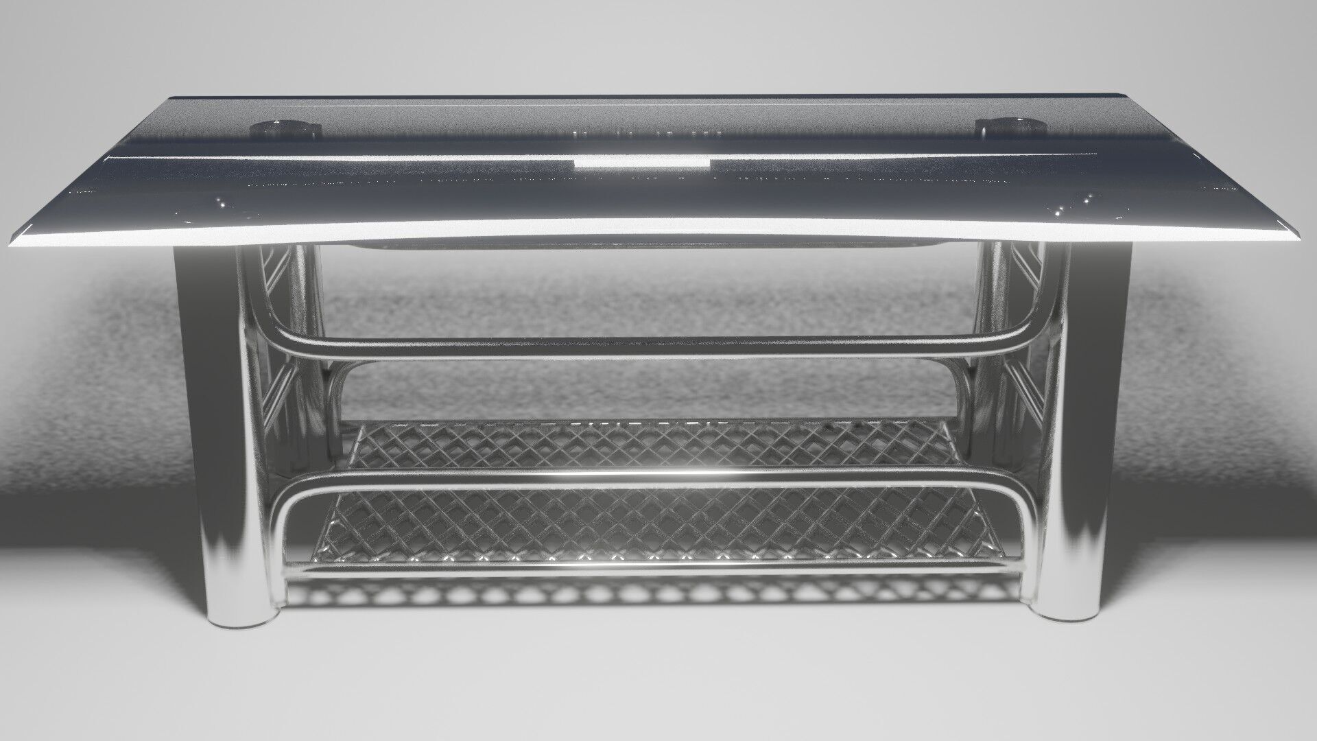 Chrome Glass Coffee Table with Grid Shelf High-Tech 3D model_5