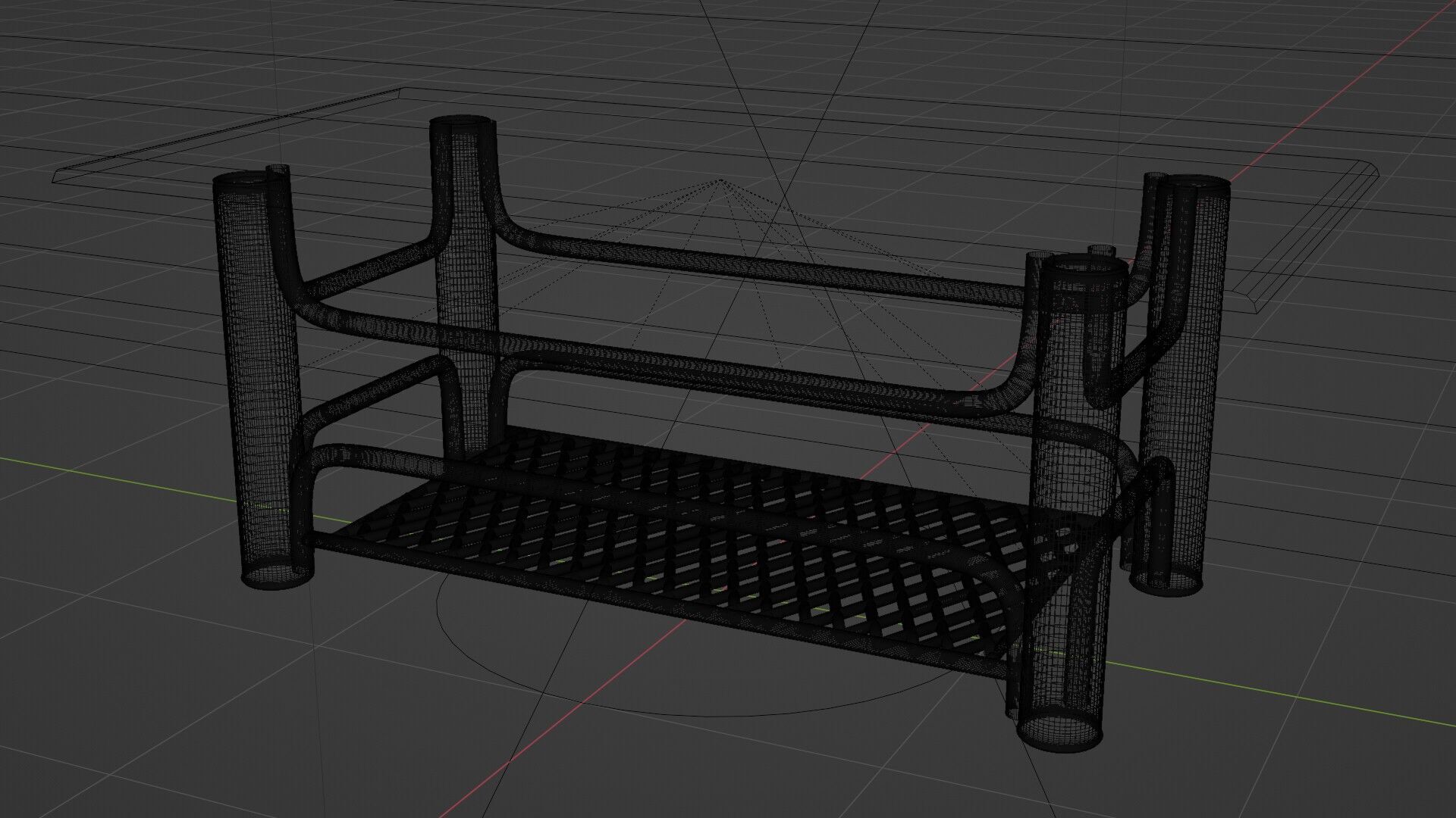 Chrome Glass Coffee Table with Grid Shelf High-Tech 3D model_15