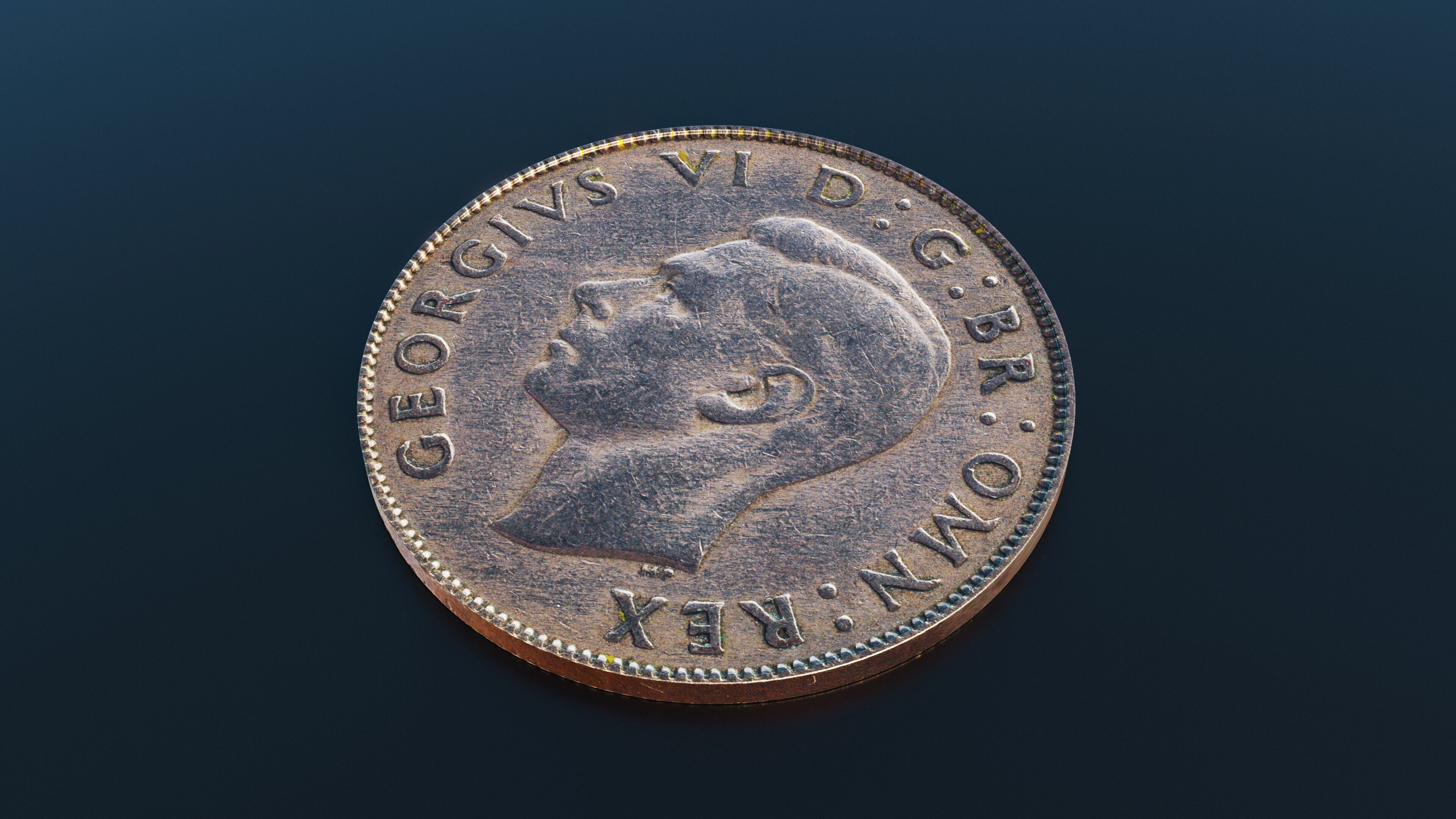 British two shillings coin Low-poly 3D model_3