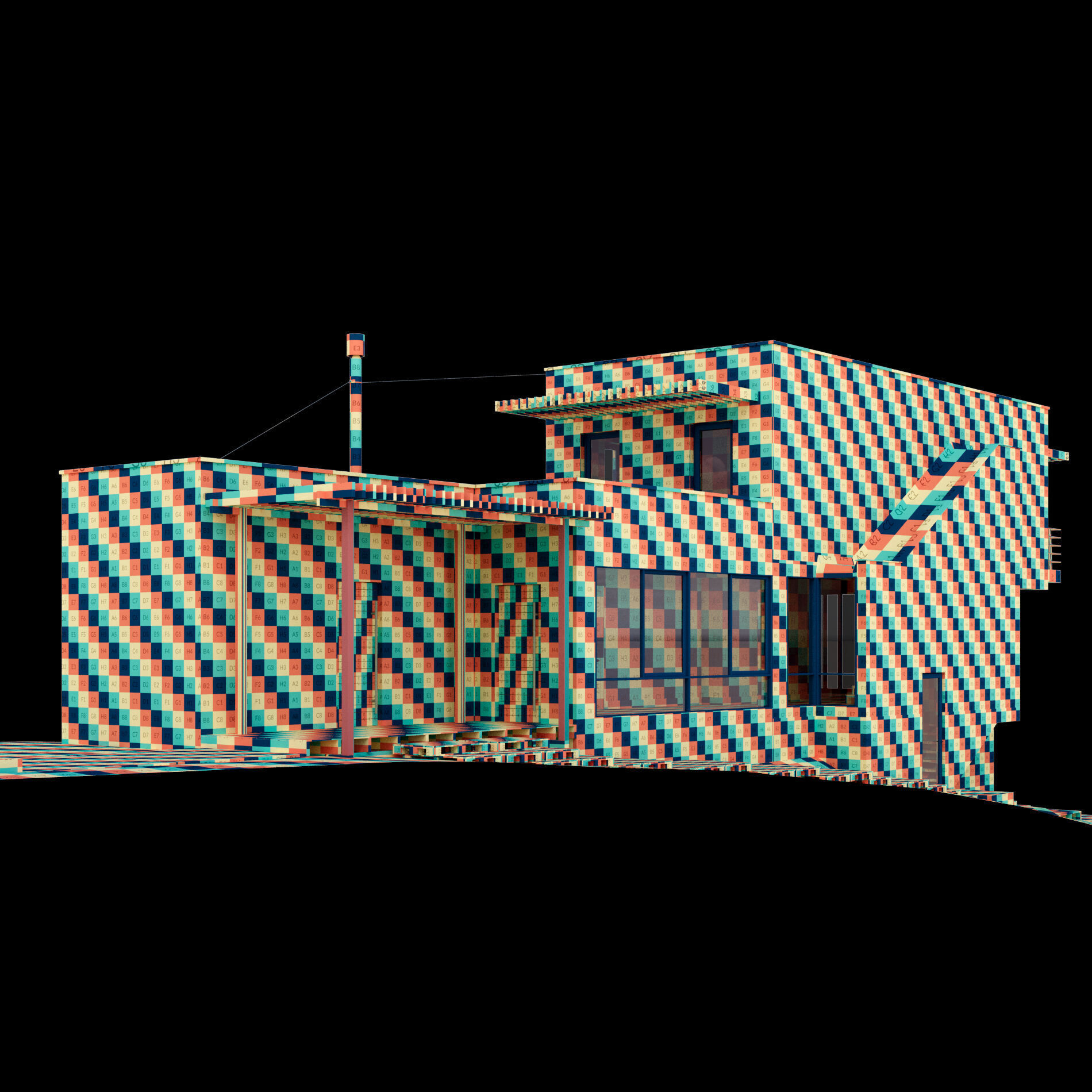 Modern house on a narrow plot 3D model_2